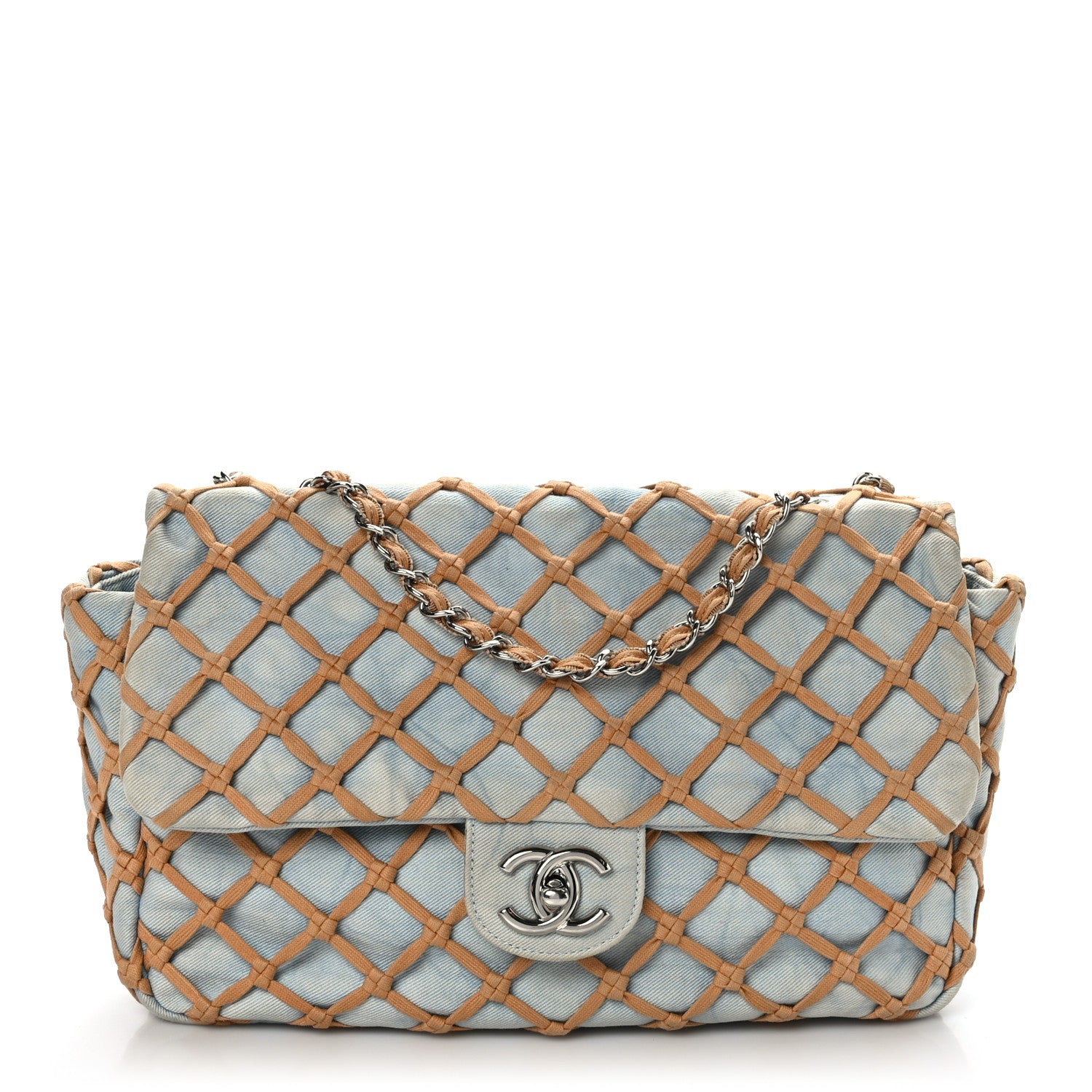 Chanel Denim Jumbo Canebiers Net Flap Blue 1 of 10