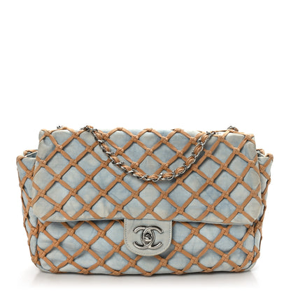 Chanel Denim Jumbo Canebiers Net Flap Blue 1 of 10