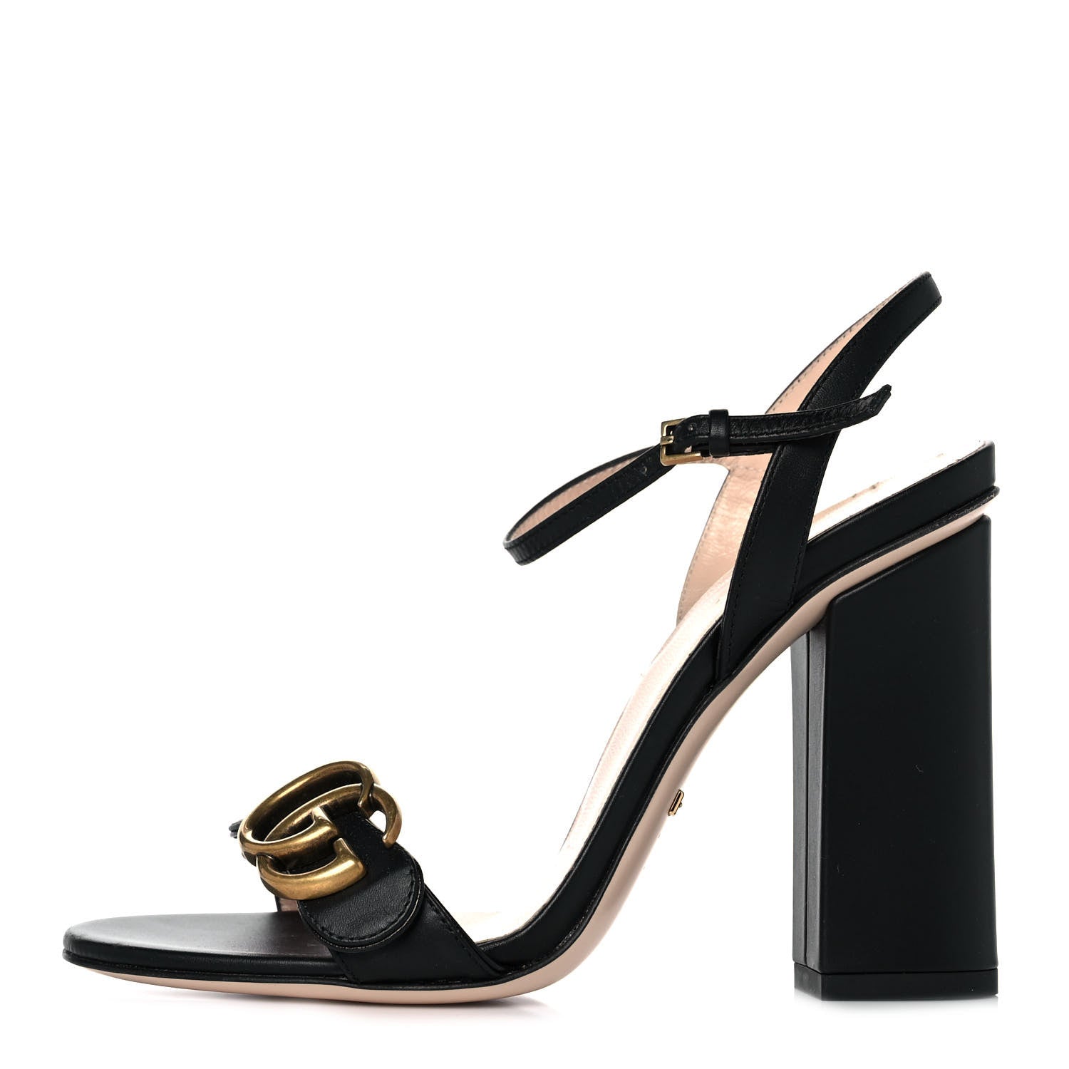 Gucci Lifford Calfskin GG Marmont Ankle Wrap 105mm Sandals 36 Black 1 of 8