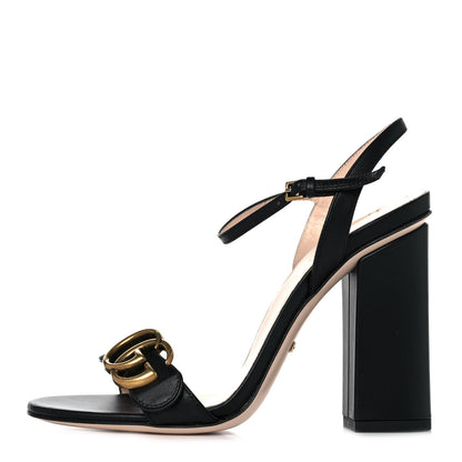 Gucci Lifford Calfskin GG Marmont Ankle Wrap 105mm Sandals 36 Black 1 of 8