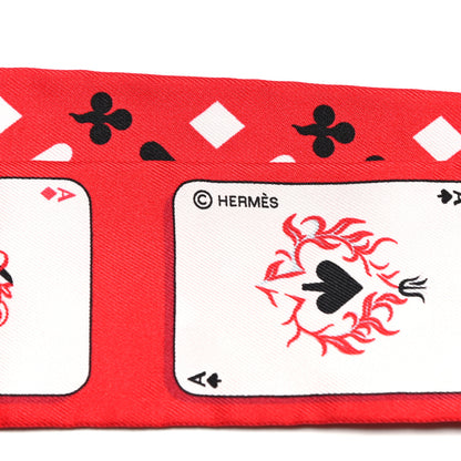 Hermes Silk Jeu de Cartes Twilly Rouge Black Ardoise 5 of 6