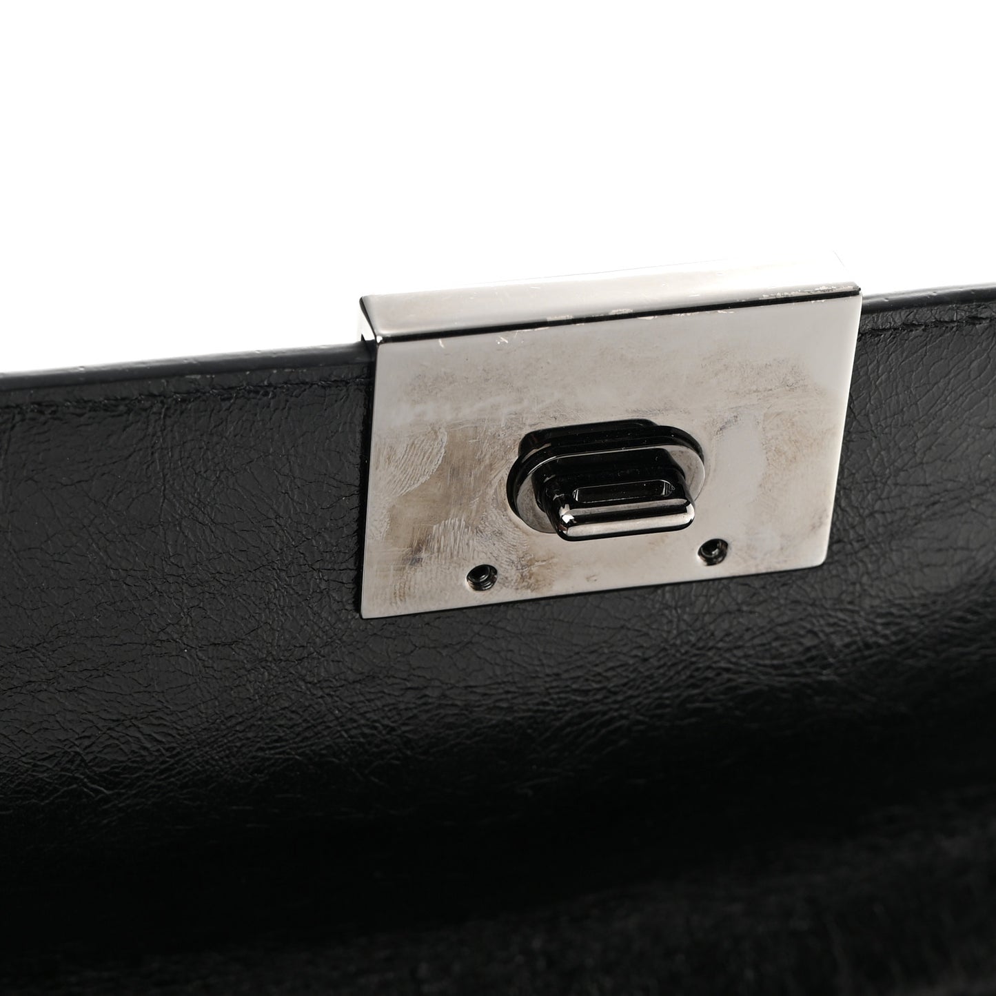 Creased Patent Calfskin Medium ID Flap Black