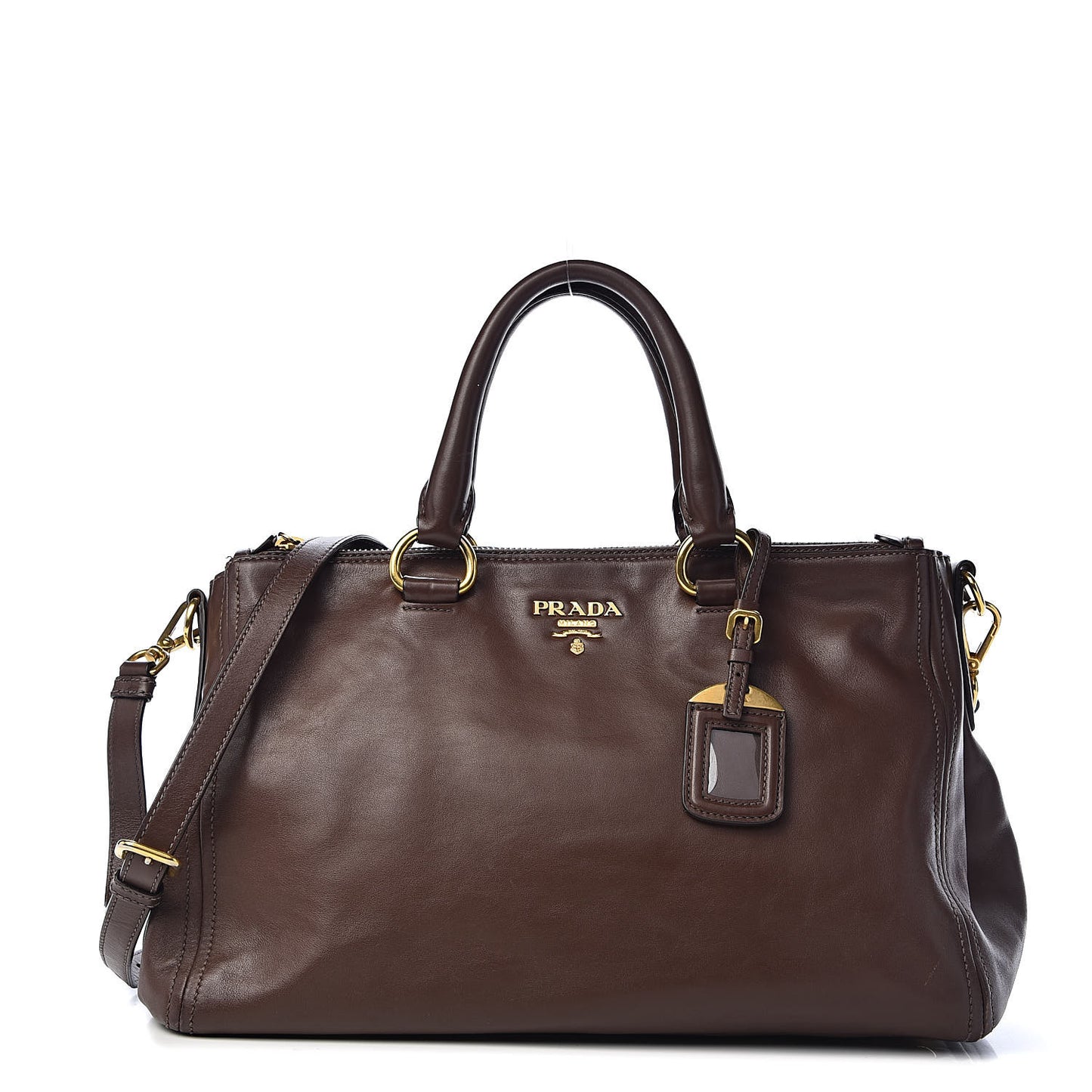 Soft Calf Double Zip Shoulder Bag Nocciolo