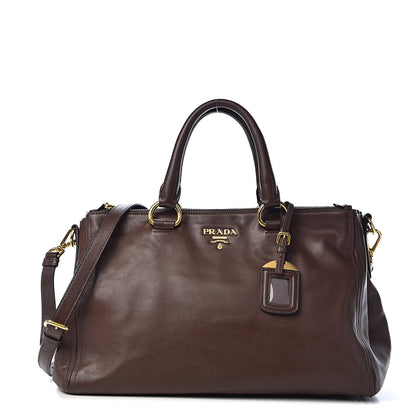 Prada Soft Calf Double Zip Shoulder Bag Nocciolo 1 of 12