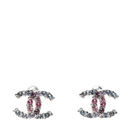 Chanel Crystal CC Earrings Silver Multicolor 1 of 5