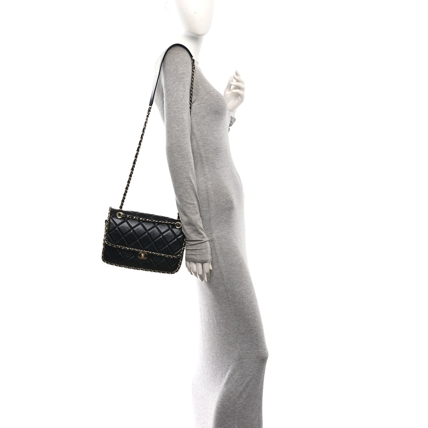 Chanel Crumpled Calfskin Medium Chain All Over Flap Black 2 of 10