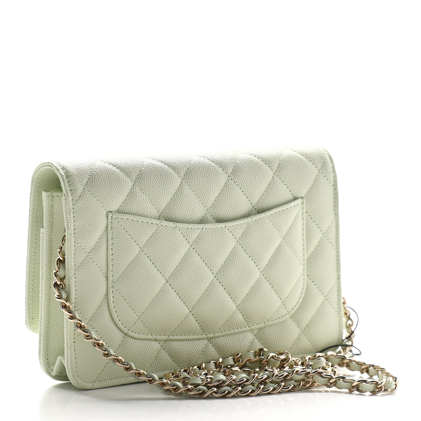 Caviar Quilted Wallet On Chain WOC Light Green