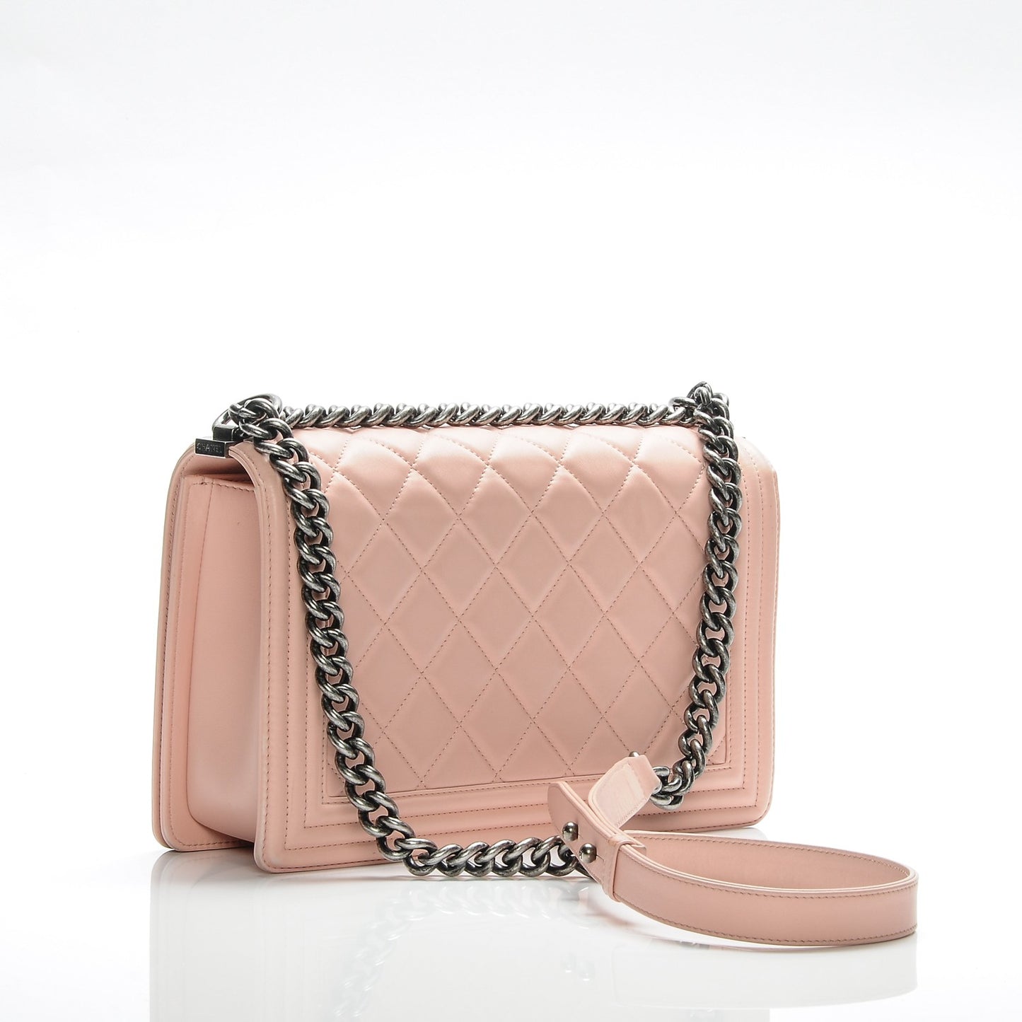Calfskin Quilted New Medium Boy Flap Light Pink
