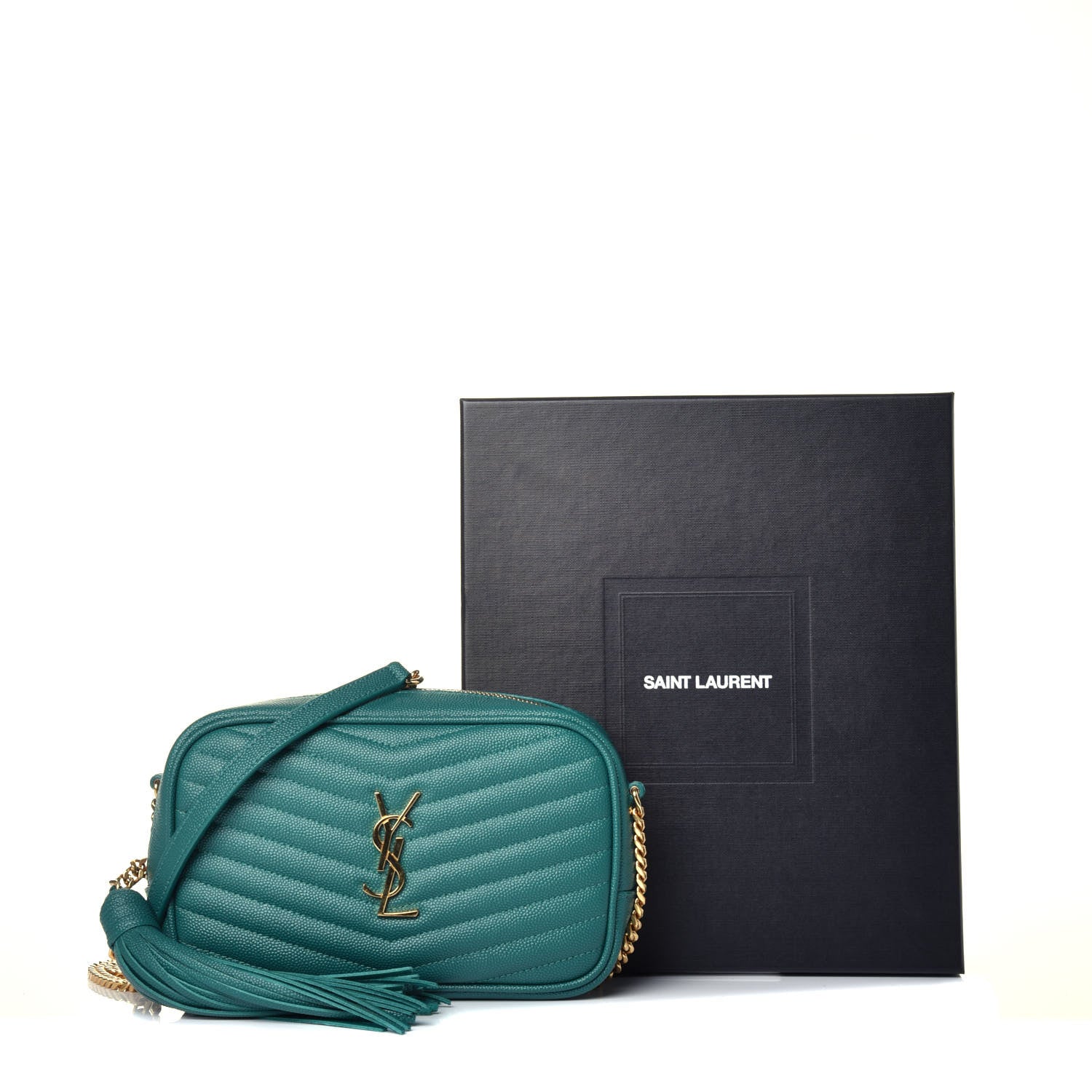 Saint Laurent Grain De Poudre Matelasse Monogram Mini Lou Camera Bag Brilliant Grass 10 of 10