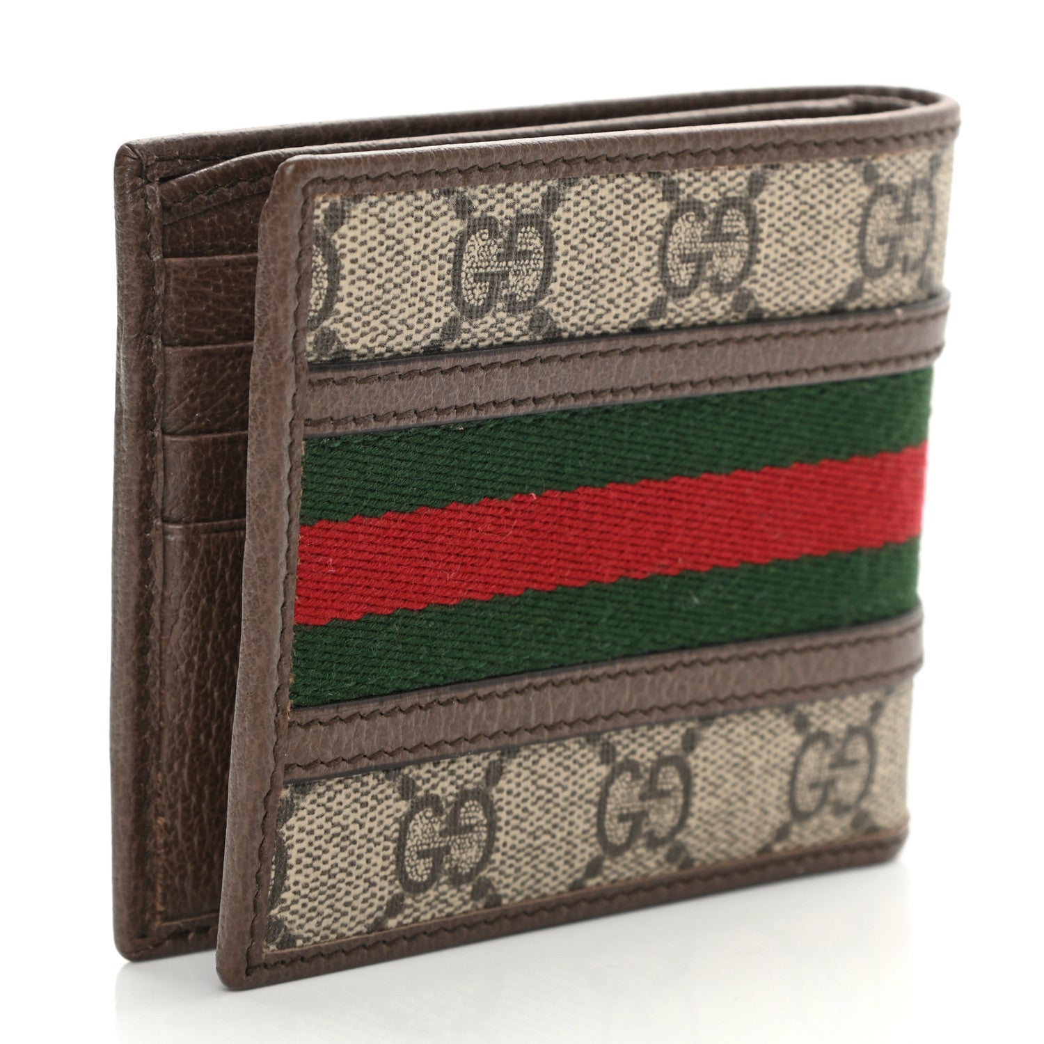 Gucci GG Supreme Monogram Web Mens Ophidia Bi-Fold Wallet Beige New Acero 3 of 10