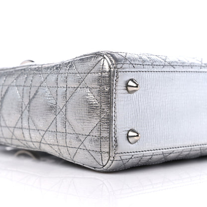 Christian Dior Metallic Grained Calfskin Cannage Small Lucky Badges My Lady Dior Silver 7 of 10