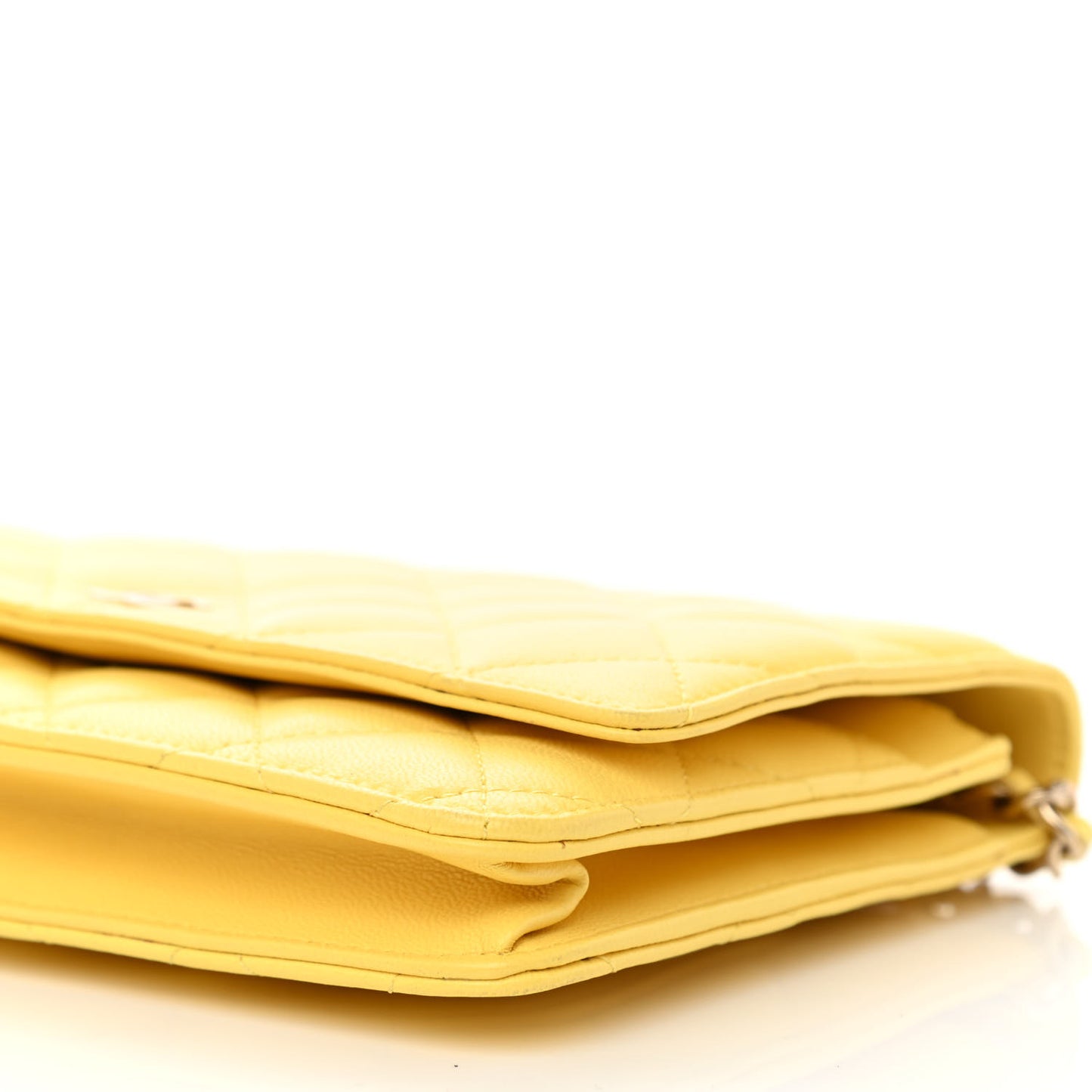 Lambskin Quilted Wallet on Chain WOC Yellow