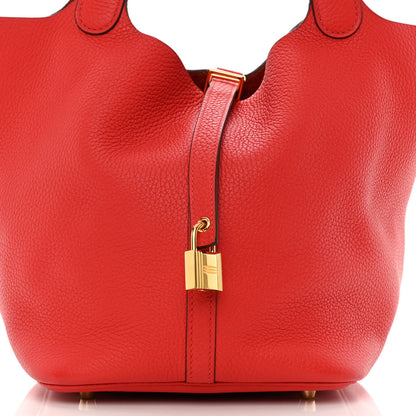 Hermes Taurillon Clemence Picotin Lock 22 MM Rouge de Coeur 9 of 13