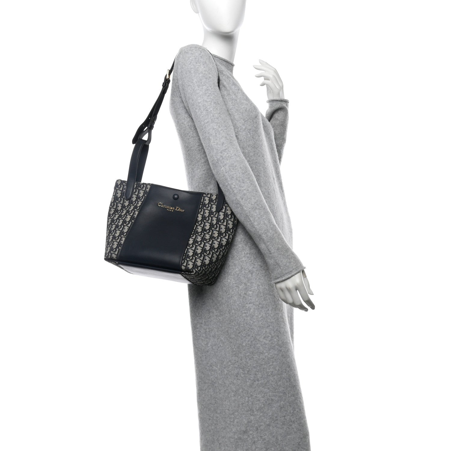 Christian Dior Oblique Calfskin Medium Signature Bucket Bag Blue 2 of 11