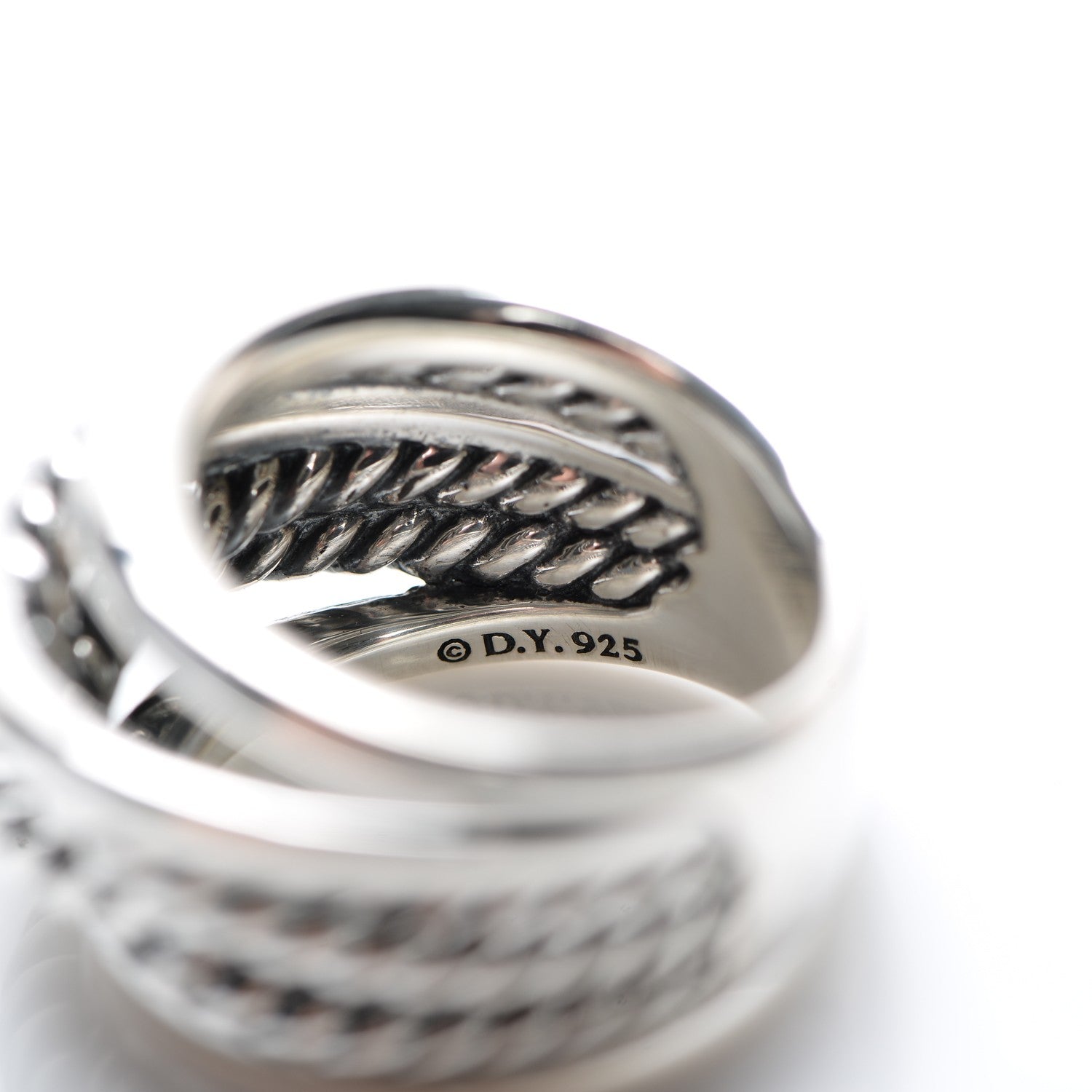 David Yurman Sterling Silver 15mm Narrow Crossover Cable Ring 51.5 6 4 of 4