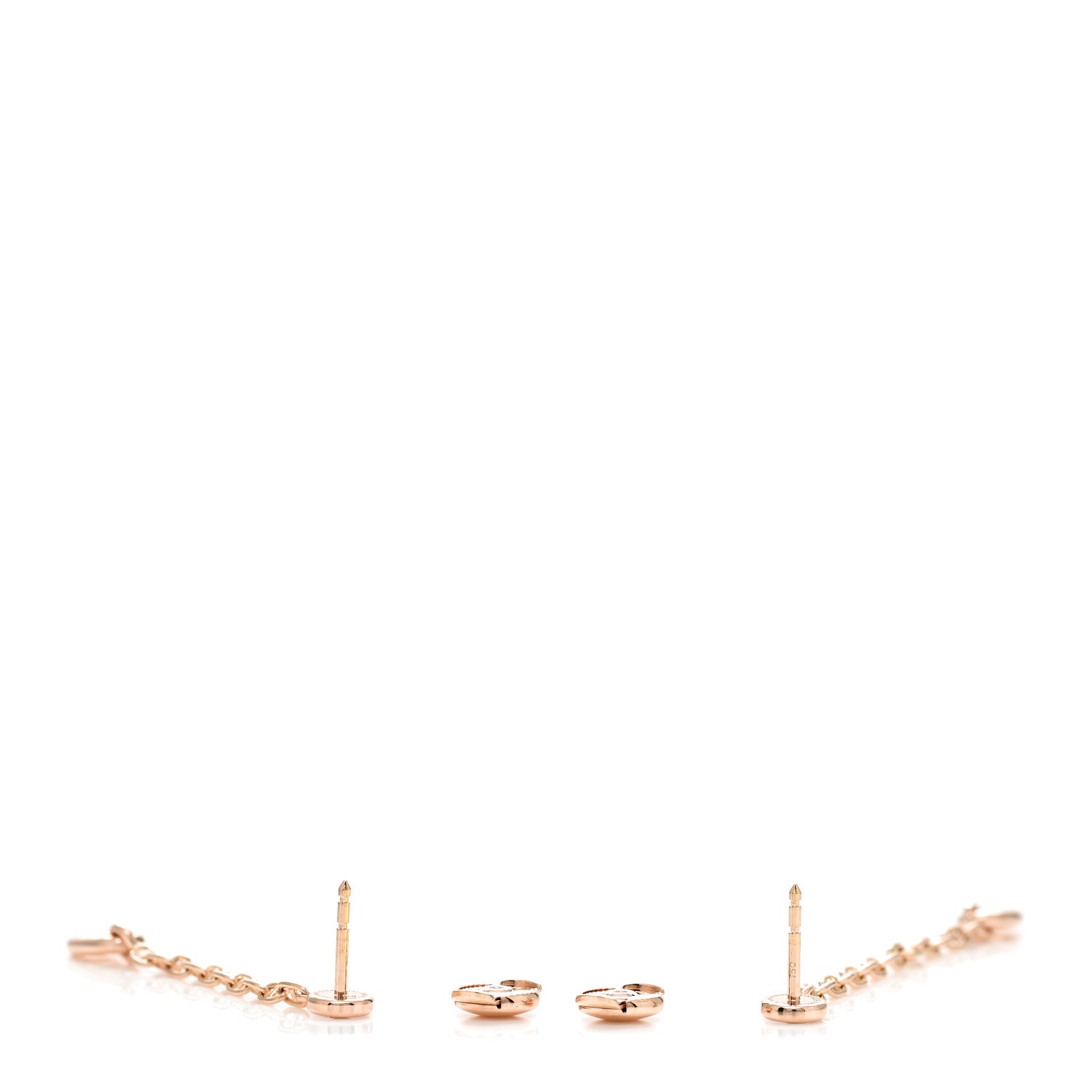 Hermes 18K Rose Gold Diamond TPM Farandole Drop Earrings 3 of 5
