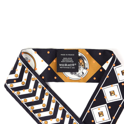 Hermes Silk Colliers Et Chiens Twilly Black Gold White 3 of 5