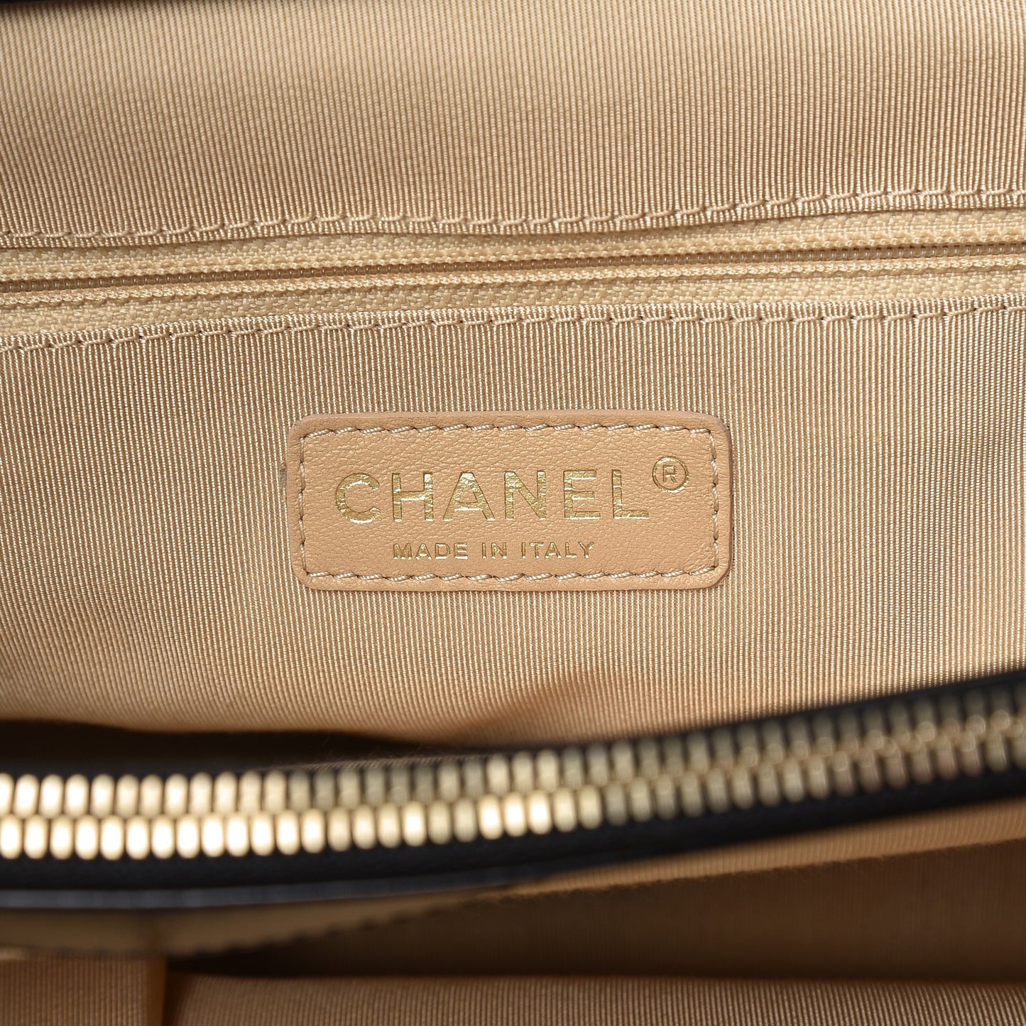 Calfskin Quilted In The Mix Shopping Tote Beige Black