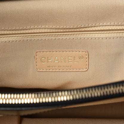 Chanel Calfskin Quilted In The Mix Shopping Tote Beige Black 7 of 8