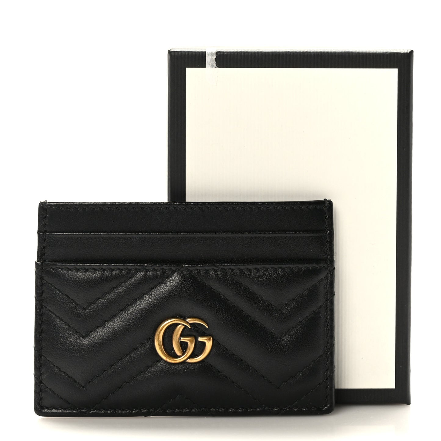 Calfskin Matelasse GG Marmont Card Holder Black