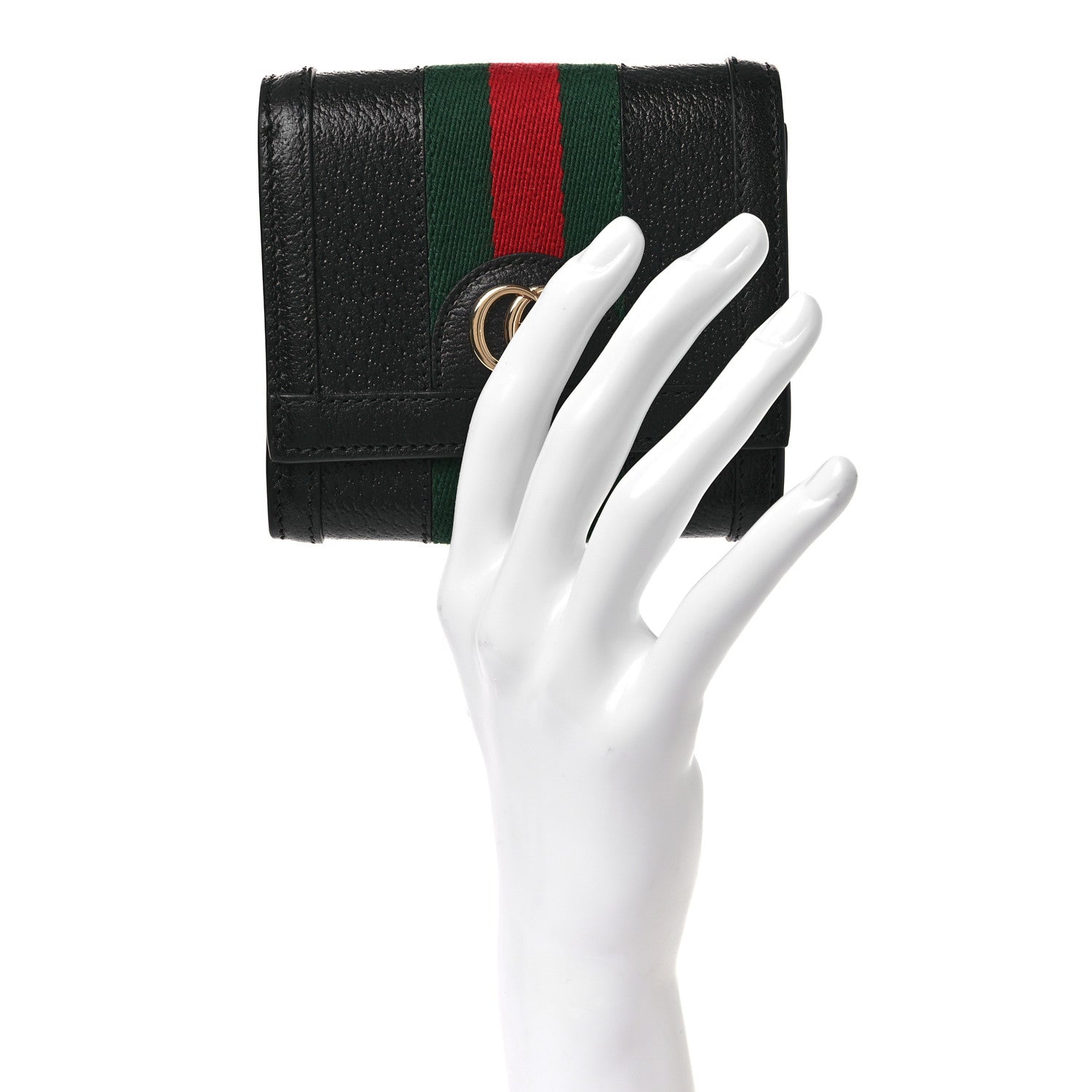 Gucci Textured Dollar Calfskin Web Ophidia Card Case Wallet Black 2 of 7