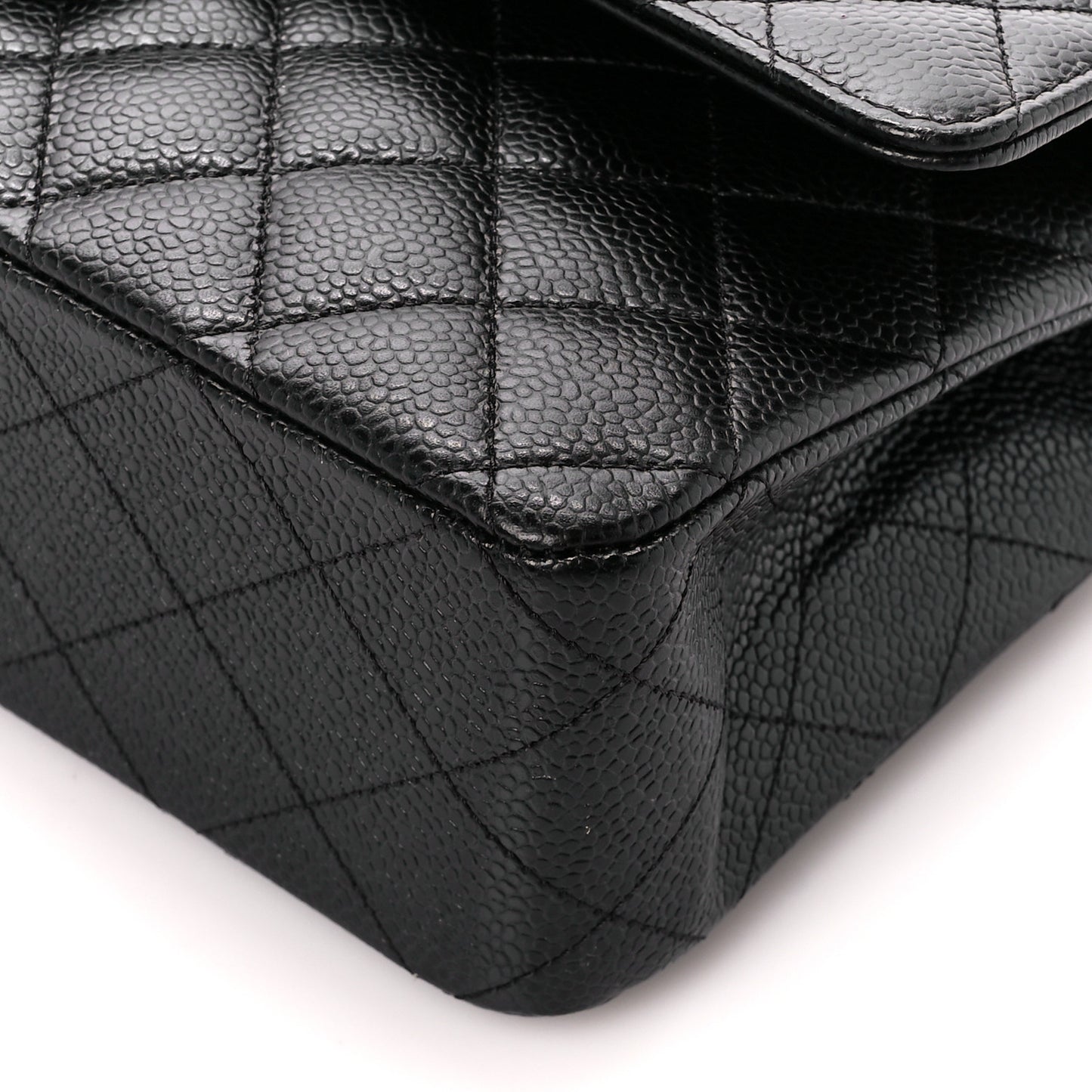 Caviar Quilted Medium Double Flap Black