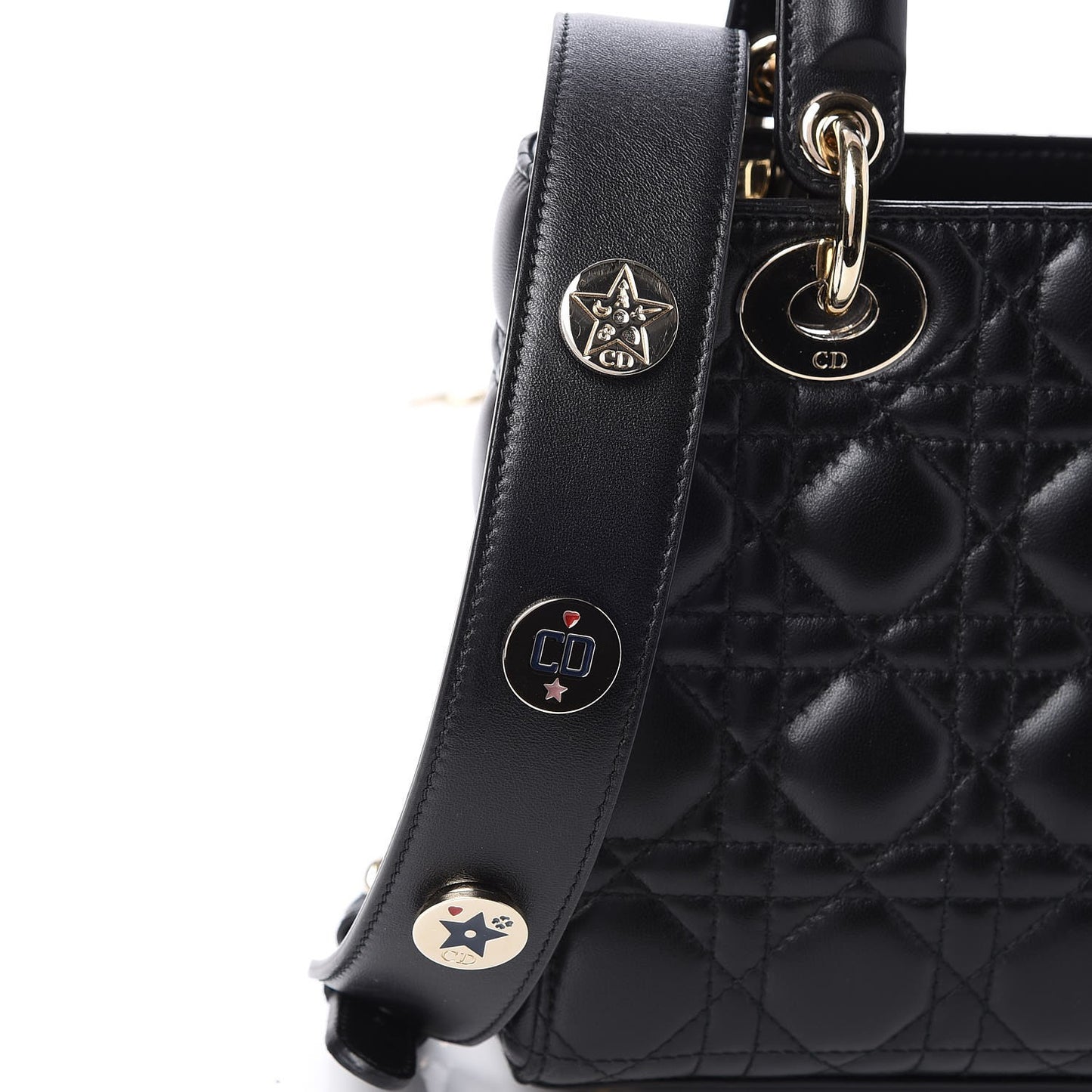Lambskin Cannage Small Lucky Badges My Lady Dior Black