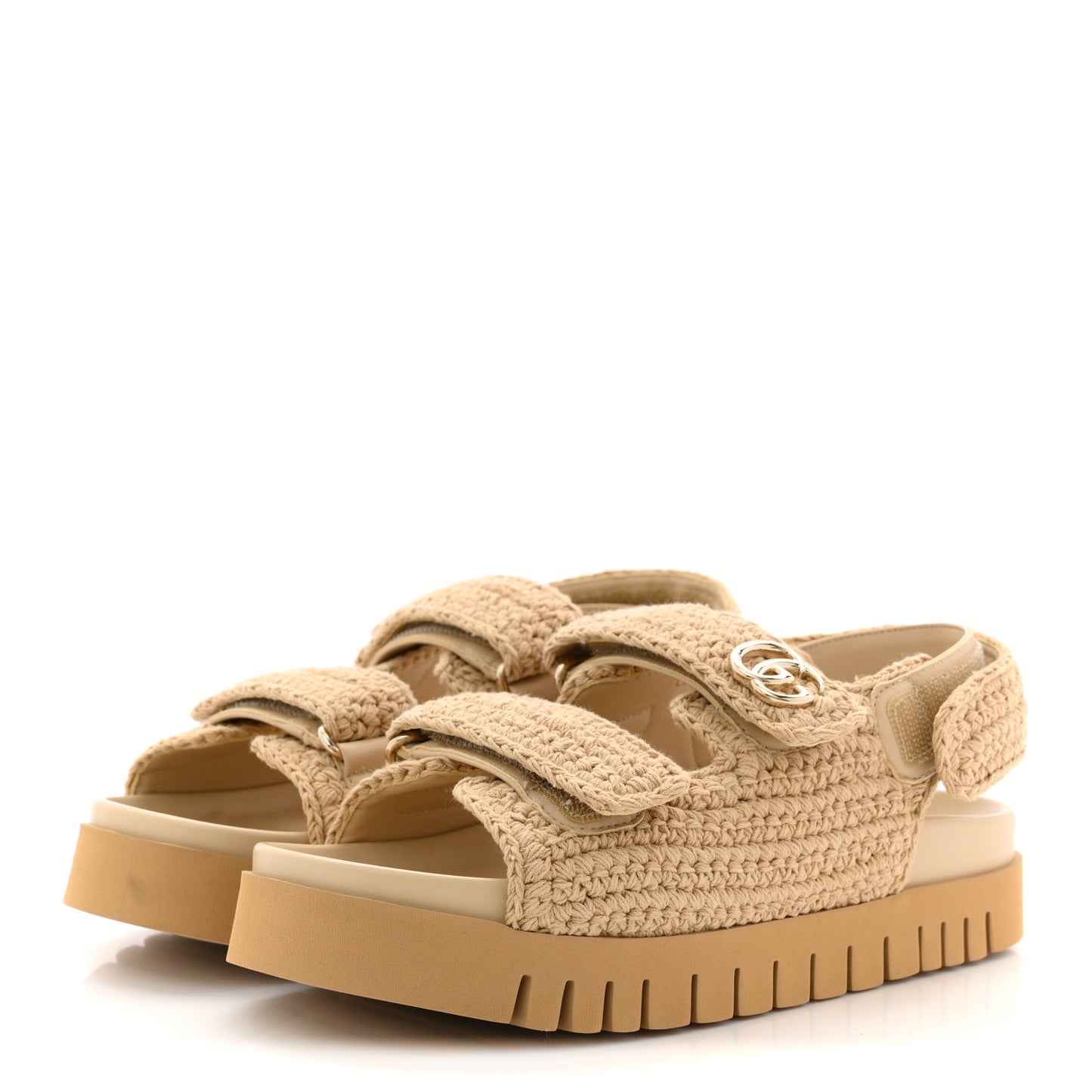 Raffia Cotton Crochet GG Sandals 37 Ecru Sandstorm