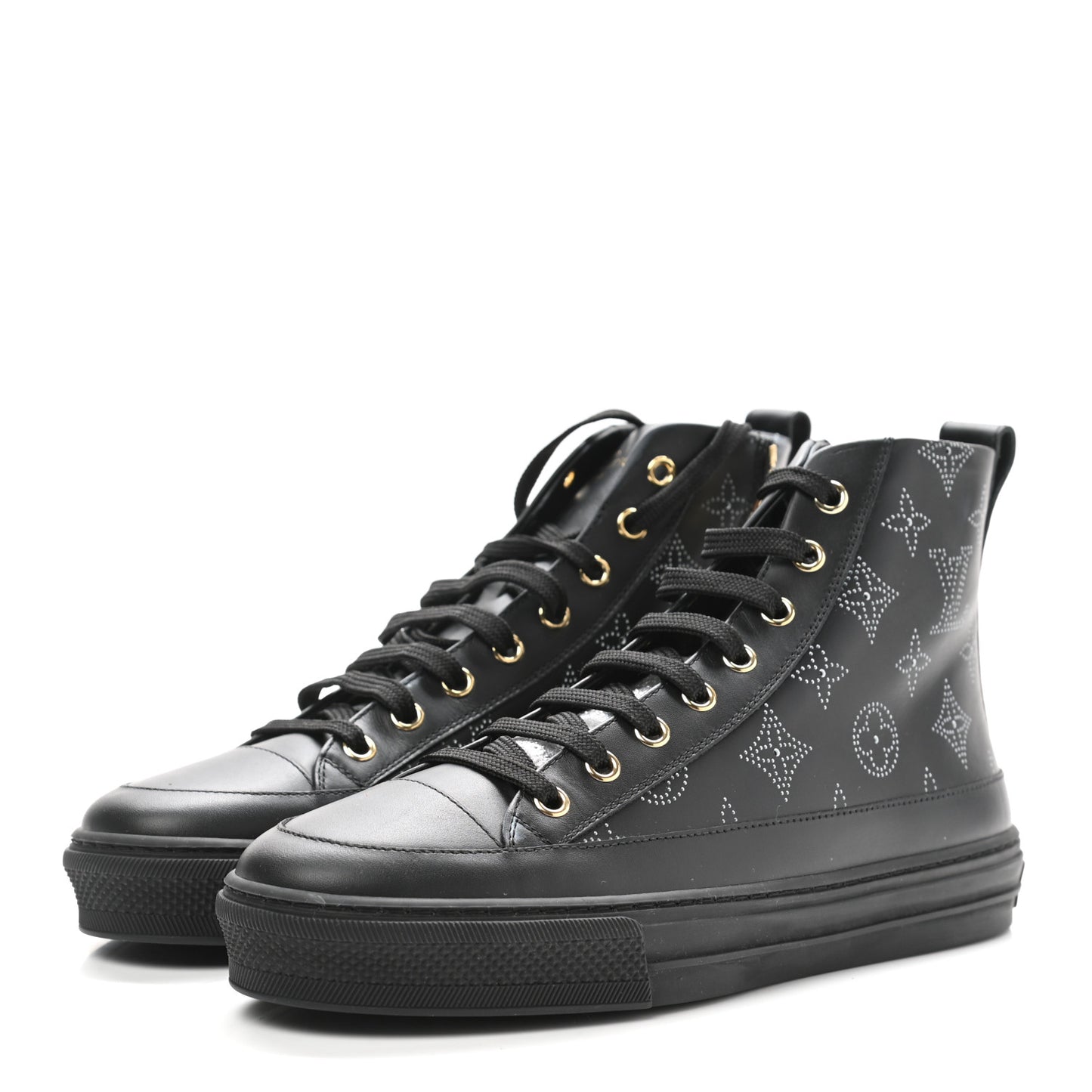 Calfskin Monogram Stellar Sneaker Boots 37 Black White