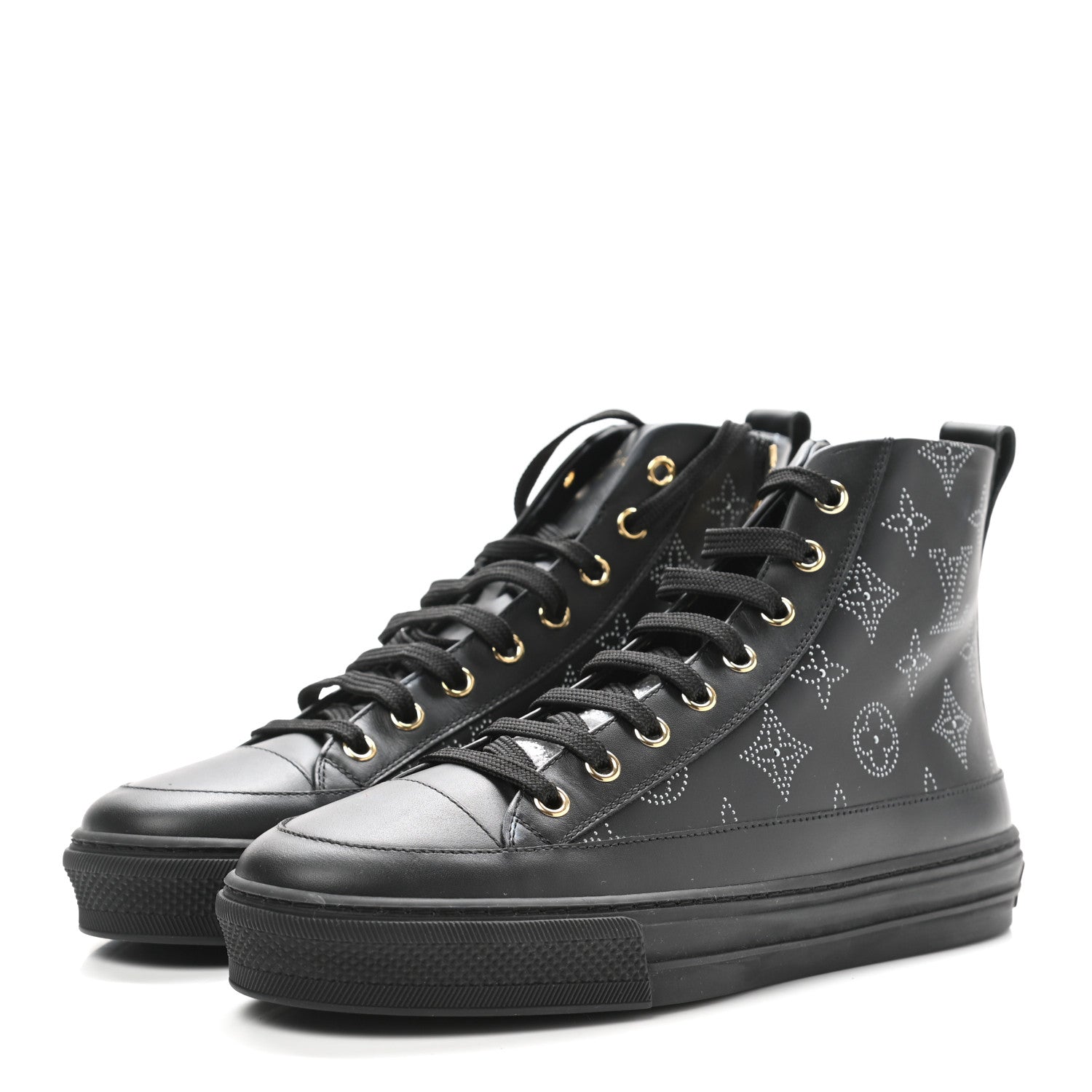 Louis Vuitton Calfskin Monogram Stellar Sneaker Boots 37 Black White 3 of 8