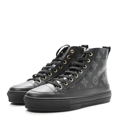 Louis Vuitton Calfskin Monogram Stellar Sneaker Boots 37 Black White 3 of 8