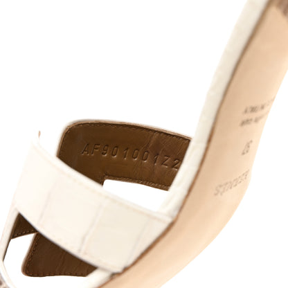 Hermes Matte Niloticus Crocodile Himalaya Oasis Sandals 37 White 8 of 9