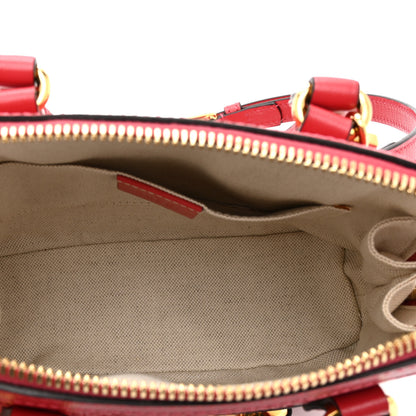 Gucci Straw Azalea Calfskin Woven Mini Horsebit 1955 Top Handle Bag Coral Wave Black 5 of 12