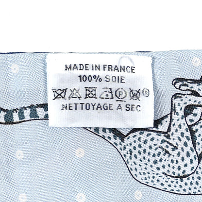 Hermes Silk Guepards Bandana Twilly Marine Clair Bleu Ciel Vert 3 of 3