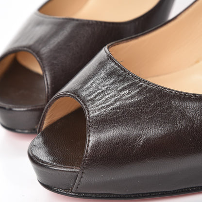 Christian Louboutin Calfskin 90 Platform Peep Toe Pumps 37.5 Brown 9 of 9