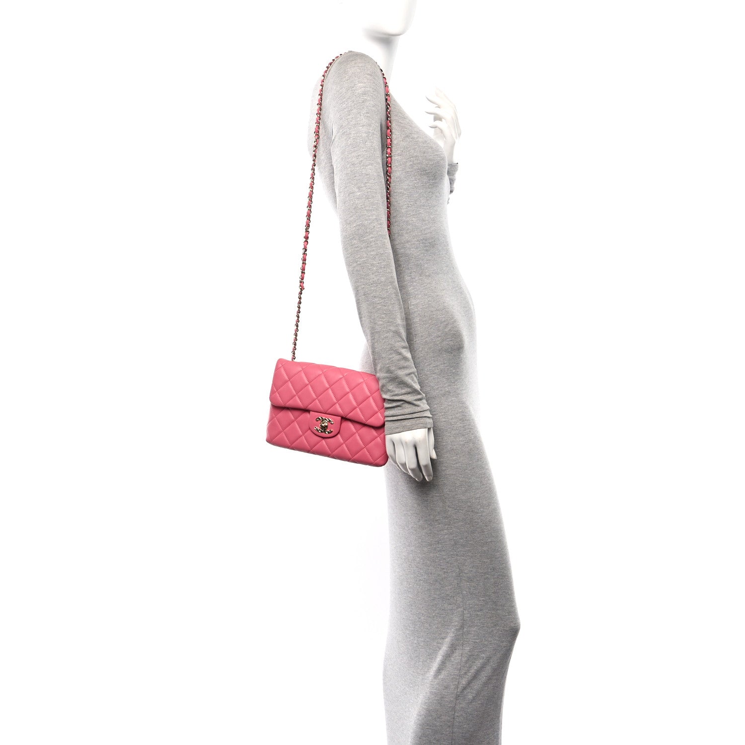 Chanel Lambskin Quilted CC Pocket Clutch With Chain Pink 2 of 19