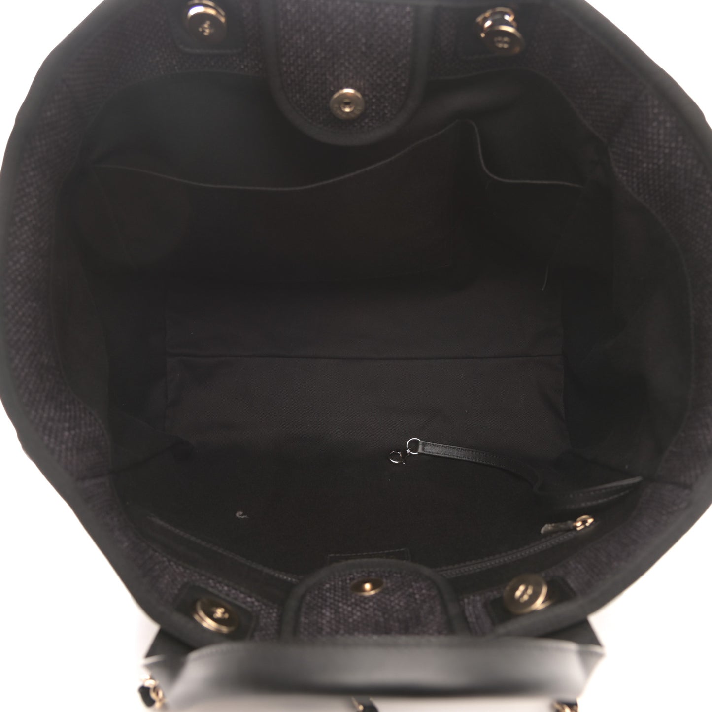 Woven Straw Raffia Large Deauville Tote Black
