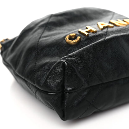 Chanel Shiny Crumpled Calfskin Quilted Pearl Mini Chanel 22 Black 9 of 11
