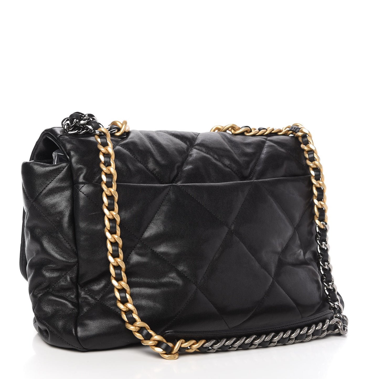 Goatskin Quilted Maxi Chanel 19 Flap Black
