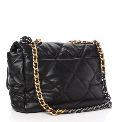 Chanel Goatskin Quilted Maxi Chanel 19 Flap Black 3 of 10