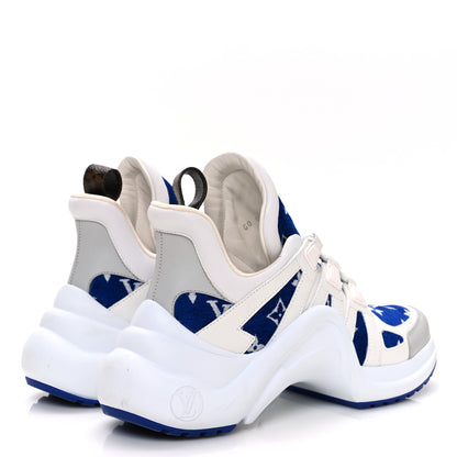 Louis Vuitton Jacquard Velvet Monogram LV Archlight Sneakers 37.5 White Blue 5 of 13