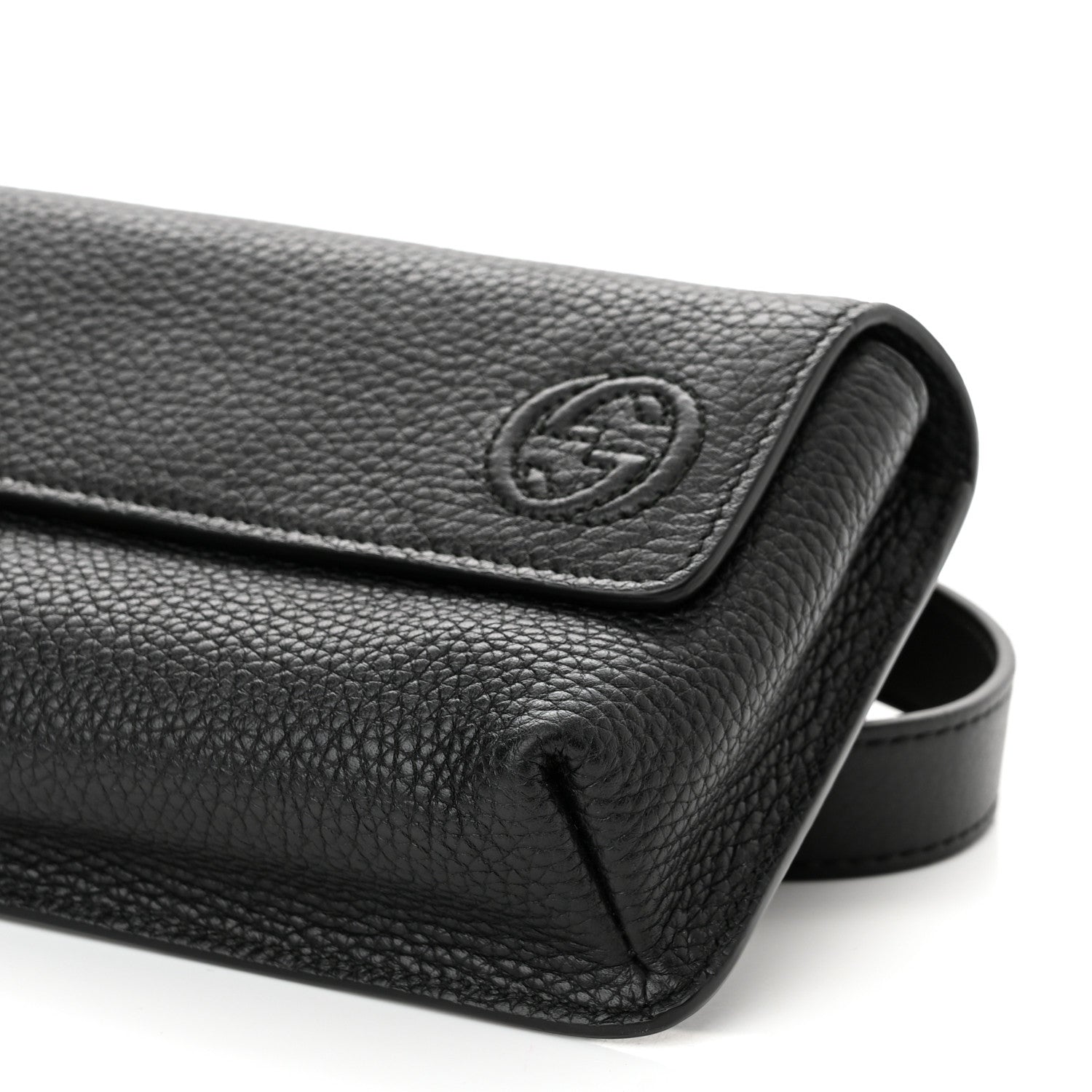 Gucci Pebbled Calfskin Soho Flap Belt Bag Black 10 of 11
