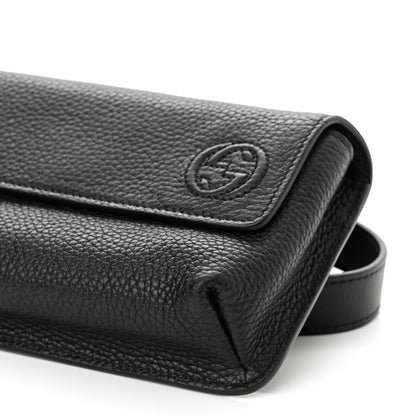 Gucci Pebbled Calfskin Soho Flap Belt Bag Black 10 of 11