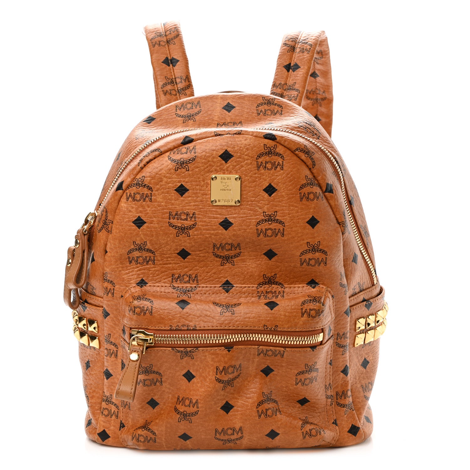 MCM Visetos Small Side Stud Stark Backpack Cognac 1 of 11
