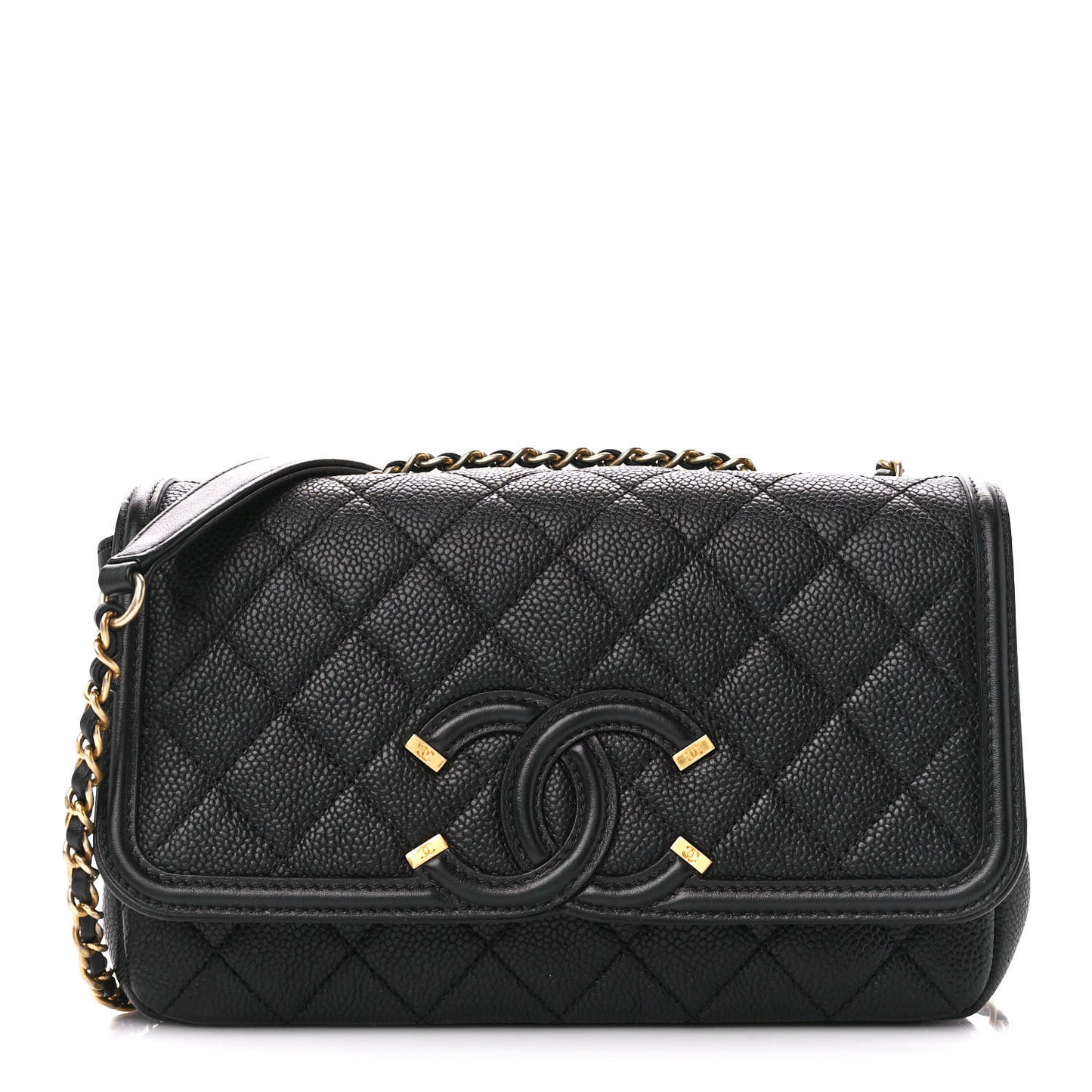 Caviar Quilted Small CC Filigree Flap Black