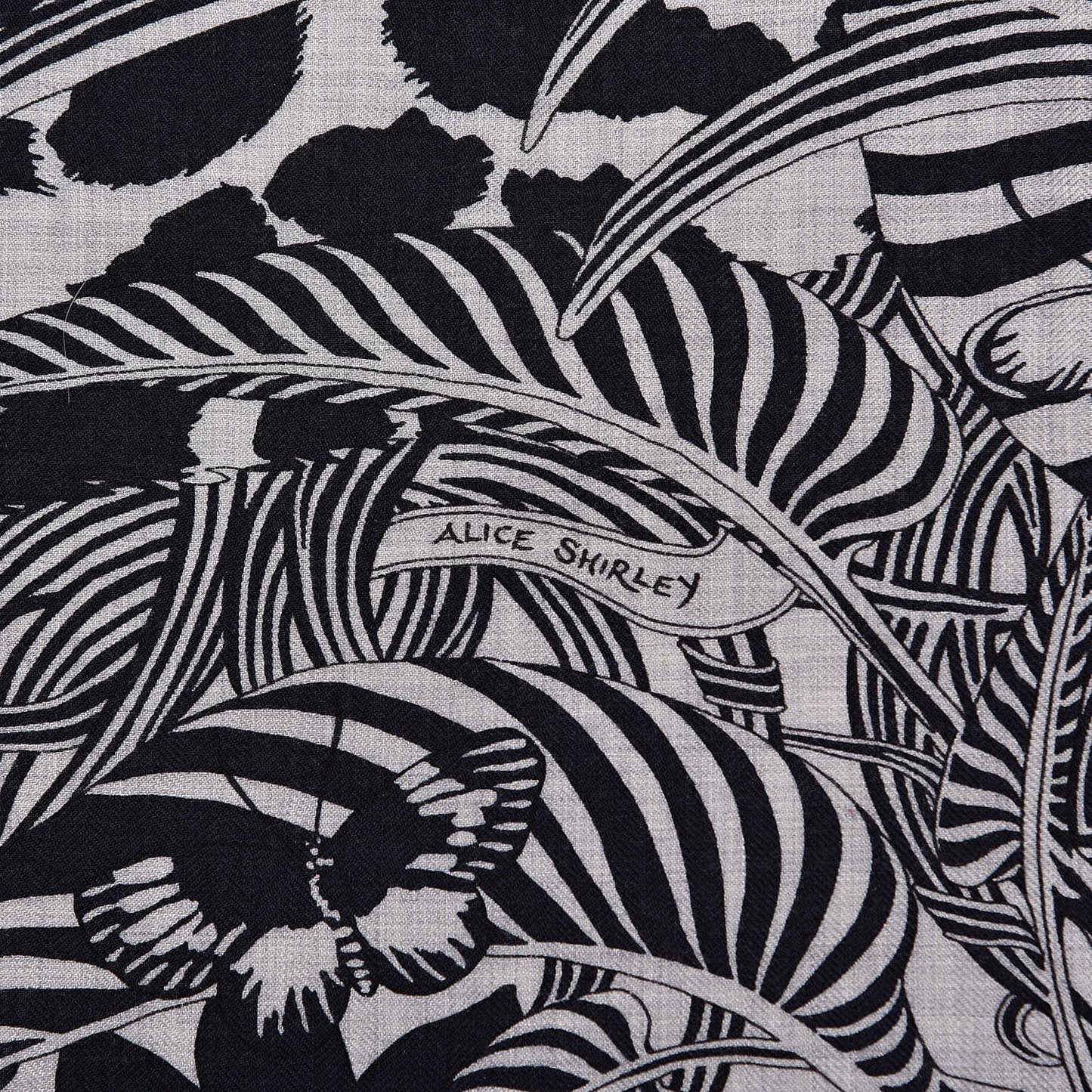 Cashmere Silk Jaguar Quetzal Shawl 140 Gris Chine Bleu Black Gris