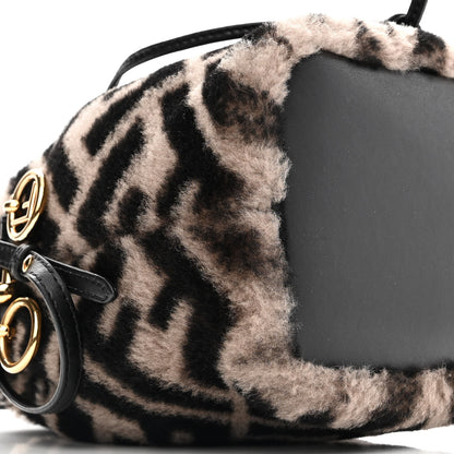 Fendi Shearling F is Fendi Macro FF 1974 Diagonal Mini Mon Tresor Bucket Bag Dove Black 11 of 12