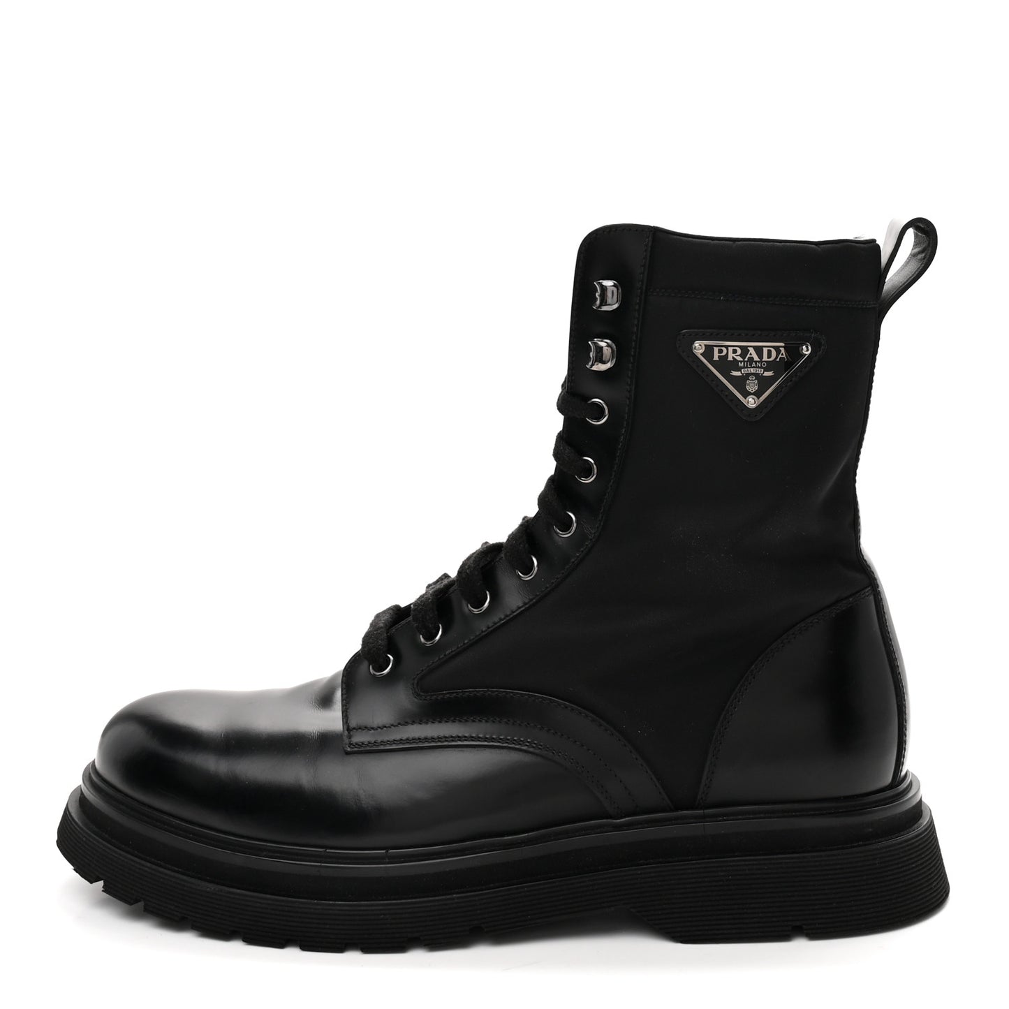 Spazzolato Rois Re-Nylon Metal Triangle Logo Mens 40mm Combat Boots 10 Black