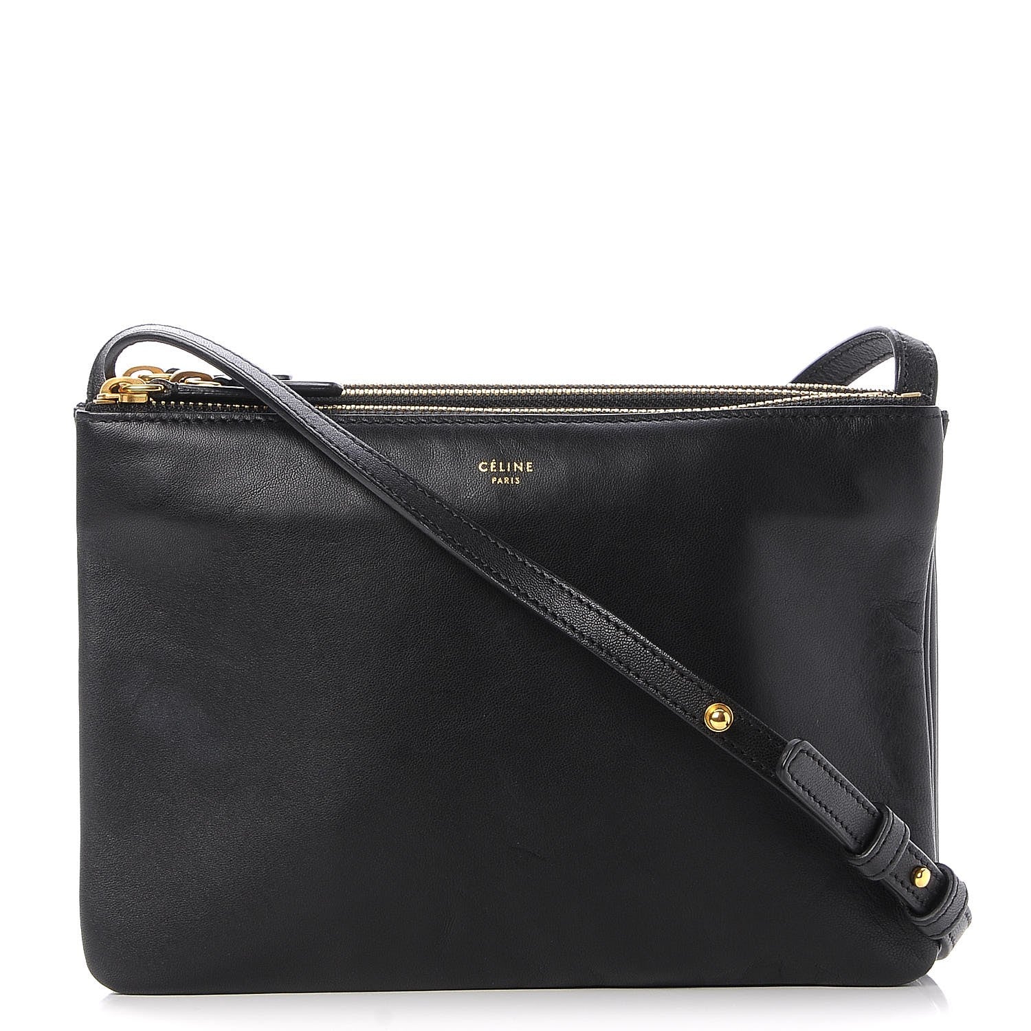 Celine Lambskin Small Trio Crossbody Bag Black 1 of 9