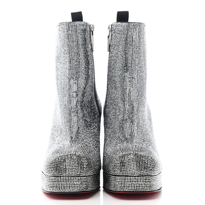 Christian Louboutin Suede Strauss Stage 110 Platform Boots 41 Black Crystal 2 of 8